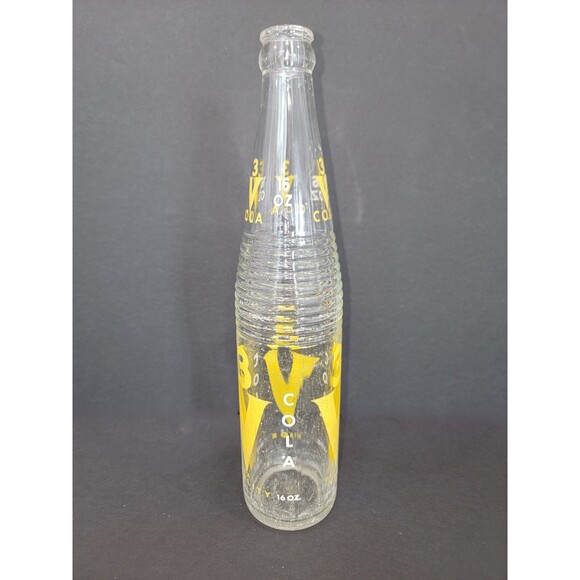 VINTAGE 3V COLA SODA BOTTLE - FULL PINT 16 OZ ACL CLEAR GLASS DATED 1957 - Picture 4 of 5